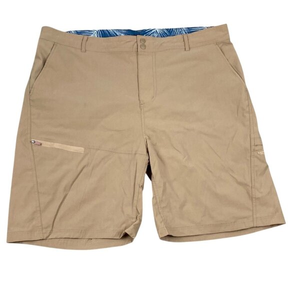 Reel Life Men's Shorts XXL Tan Lightweight Nylon/Spandex with Pocket Details - Picture 1 of 12